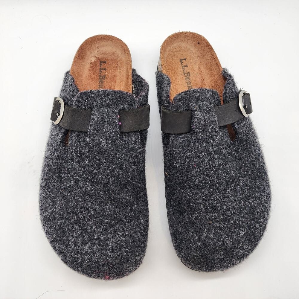 LL Bean Gray Wool Felt Clog Buckle Women's 40 US 8.5 Gorpcore Cabin - Picture 2 of 8